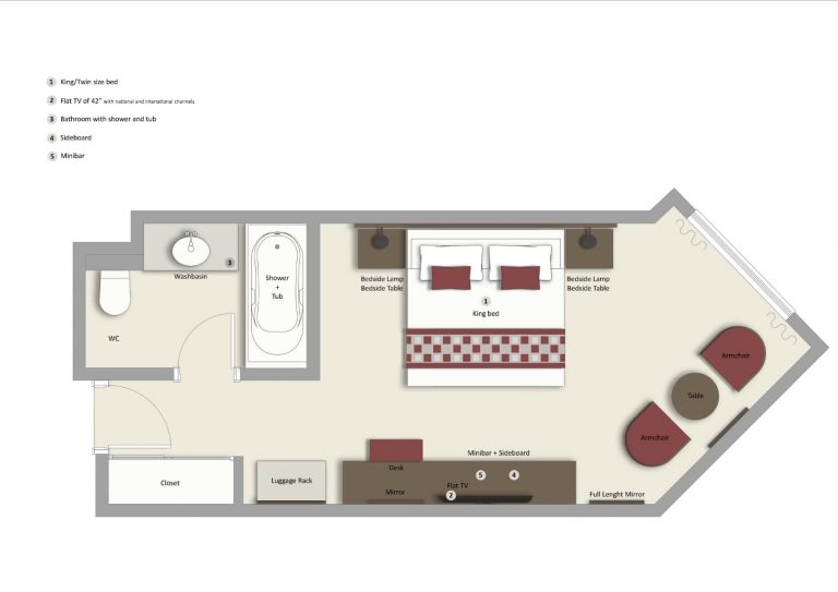 Plano de la habitación Deluxe del Grand Palladium Vallarta